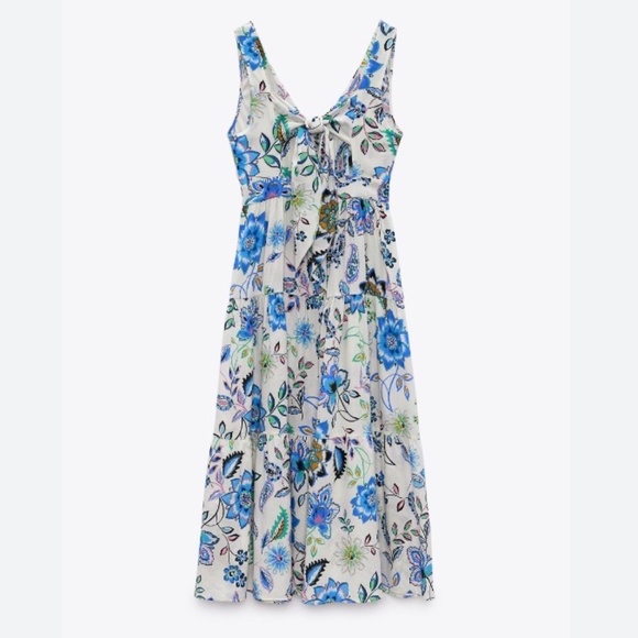 Zara Dresses Zara Printed Floral Dress With Knot Poshmark